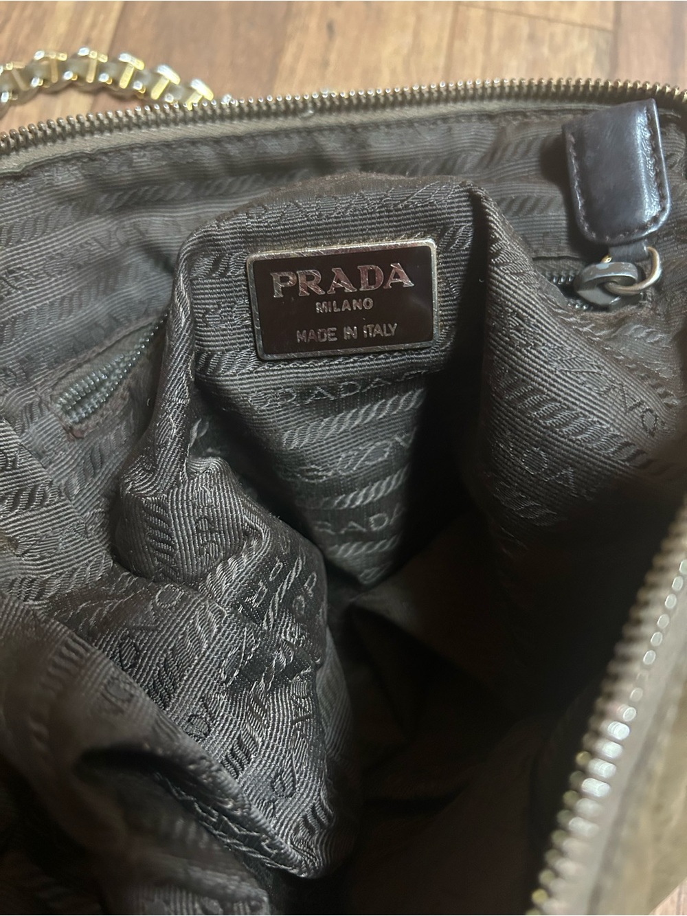 Prada Milano Chain-Handle Shoulder Bag - Taupe - Picture 7 of 11